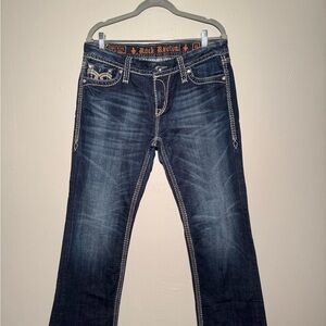 Rock Revival Blue Jeans with Orange Stitching